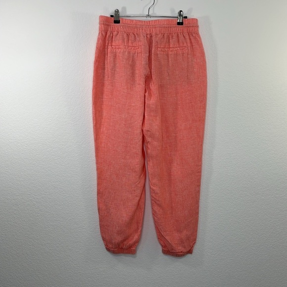 Athleta Retreat 100% linen Jogger Pant size 8/P Coral Salmon Color - Picture 7 of 10